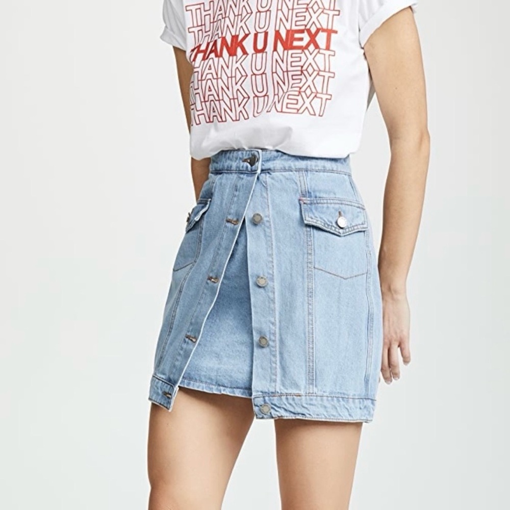 Light Wash Denim Mini Skirt with Button-Front Detail